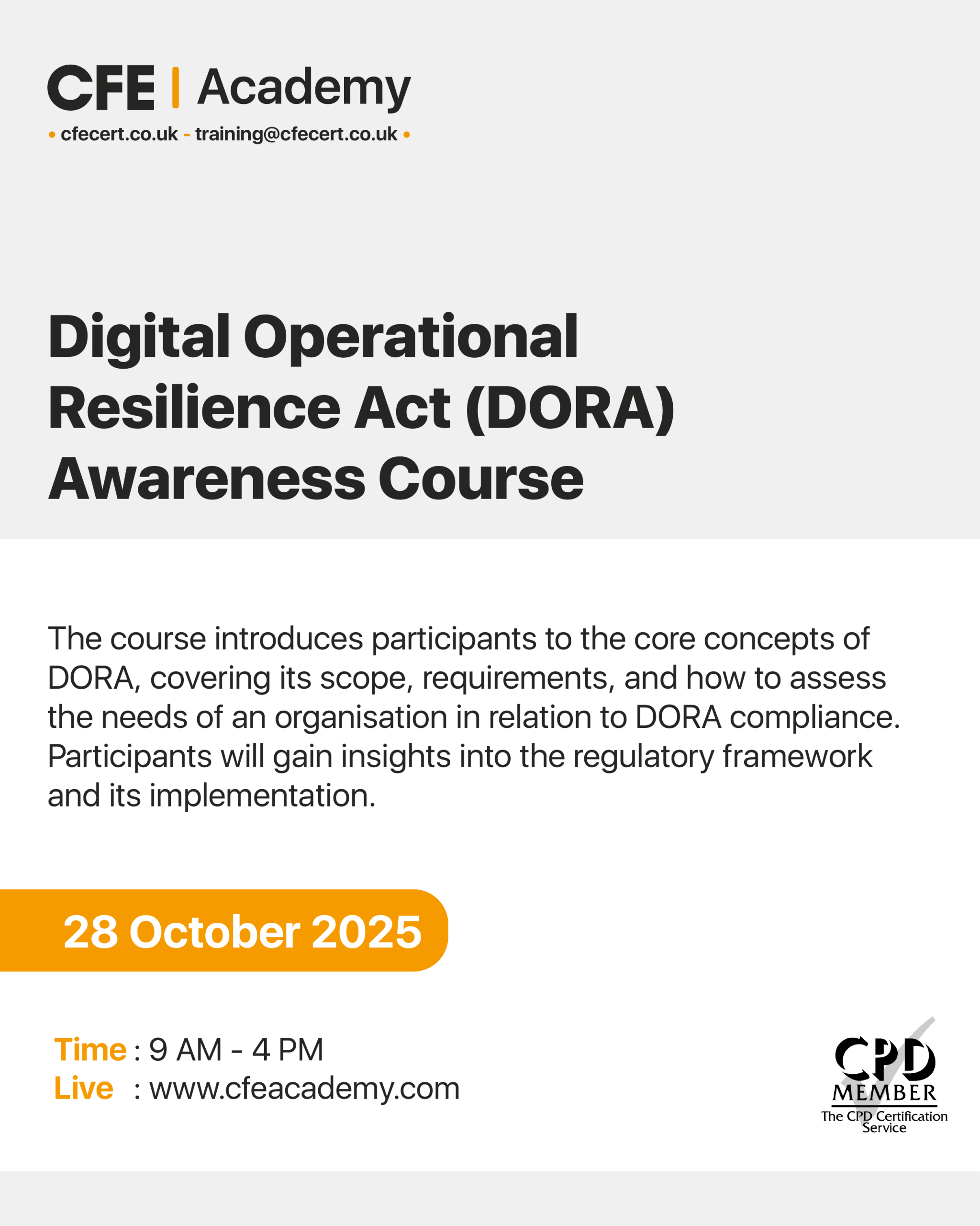 Digital Operational Resilience Act (DORA) Awareness Course