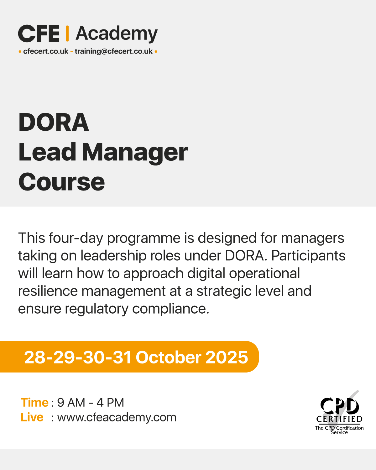 DORA Lead Manager Course