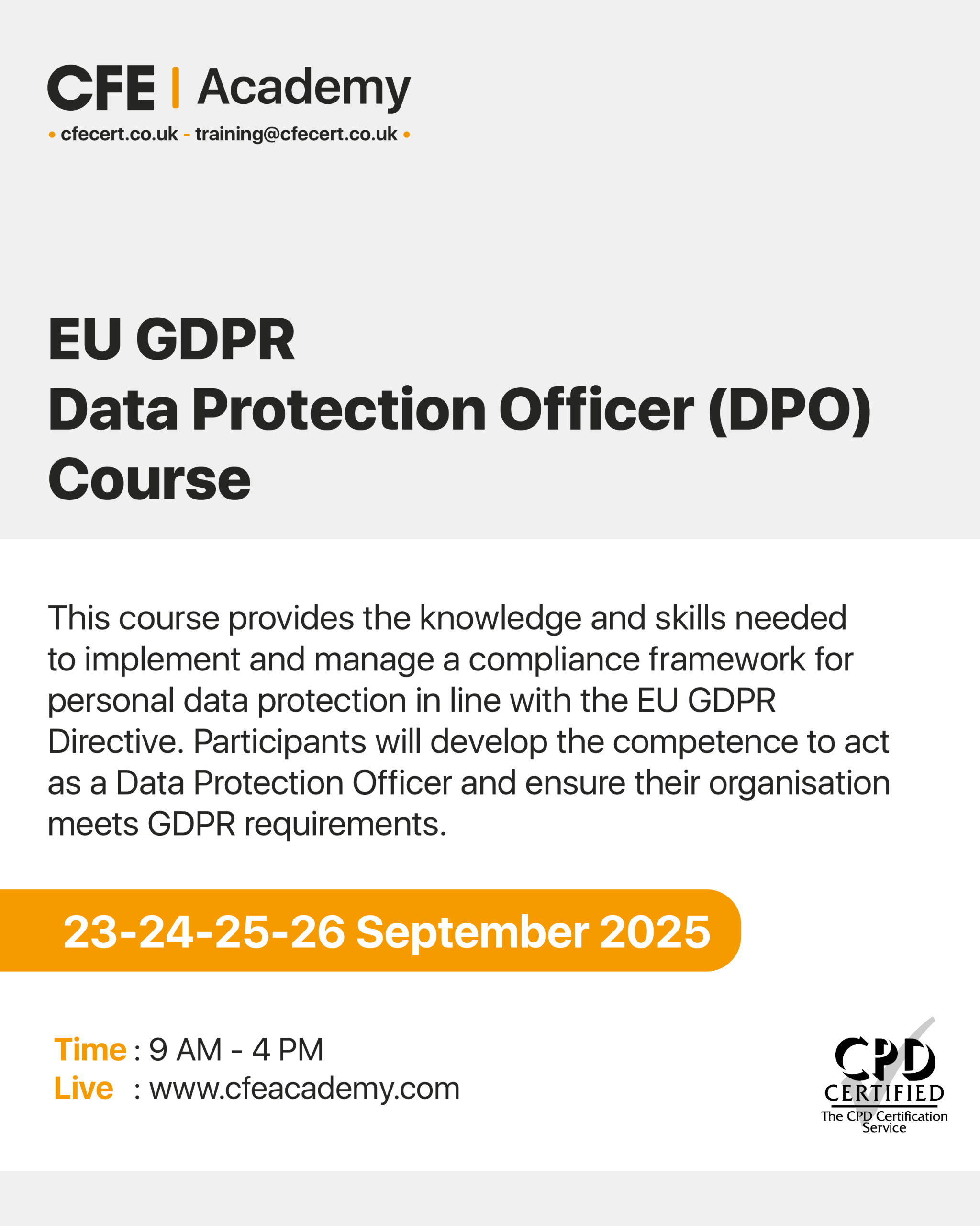 GDPR Data Protection Officer (DPO) Course