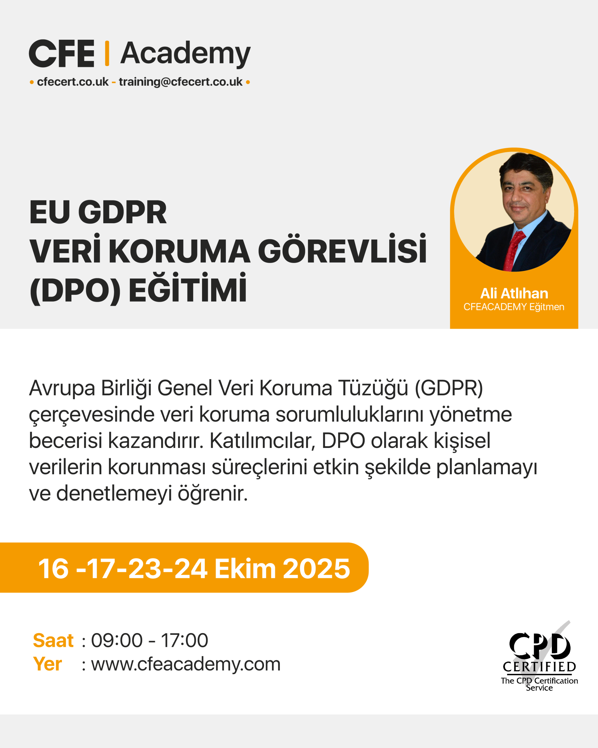 EU GDPR Veri Koruma Görevlisi (DPO) Eğitimi