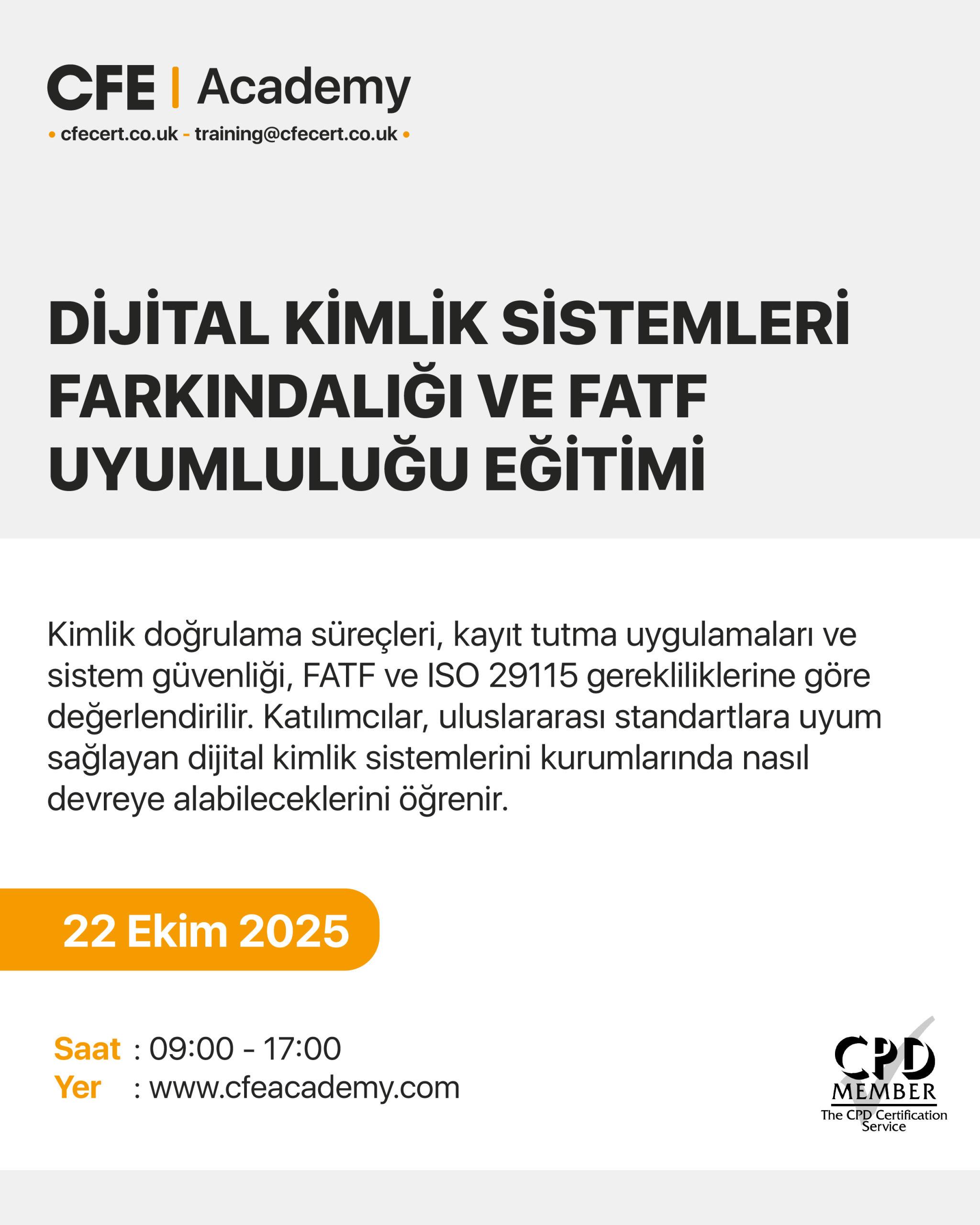 Dijital Kimlik Sistemleri Farkındalığı ve FATF Uyumluluğu Eğitimi