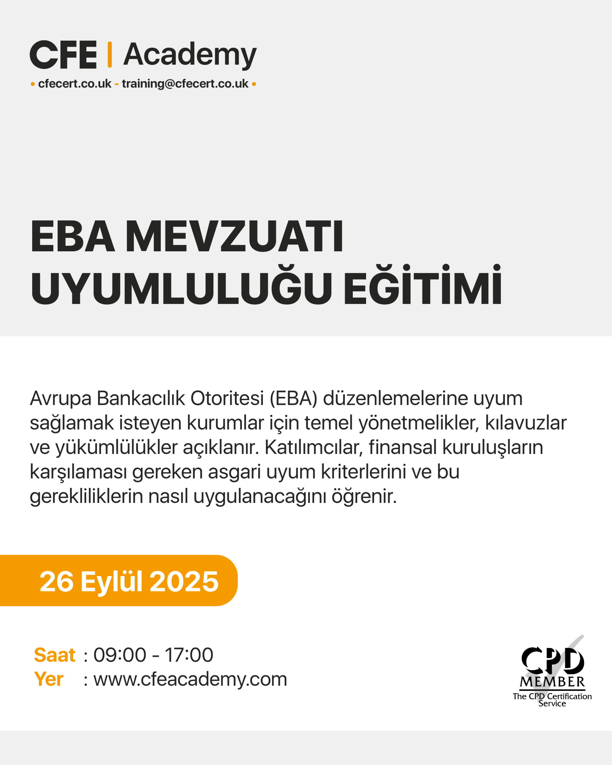 EBA Mevzuatı Uyumluluğu Eğitimi