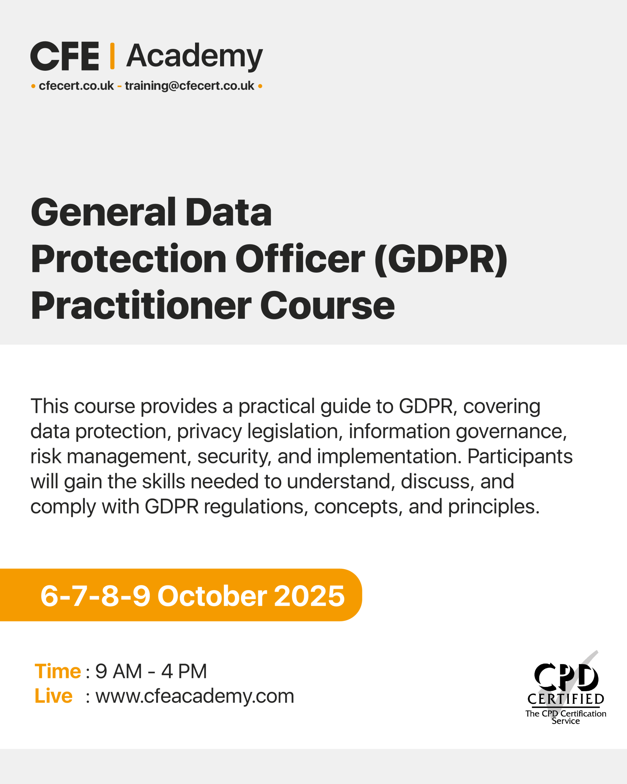General Data Protection Officer(GDPR) Practitioner Course