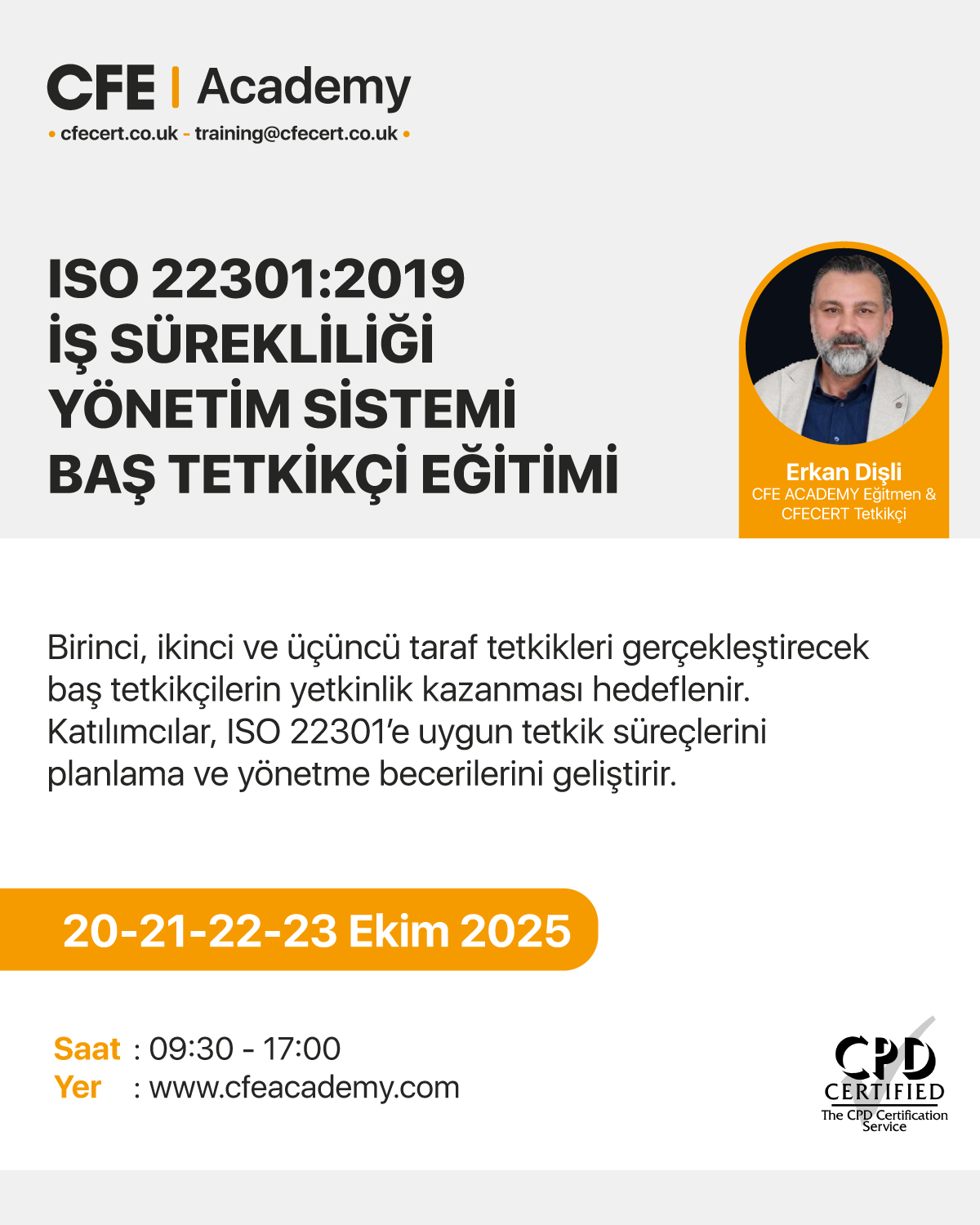ISO/IEC 22301:2019 İş Sürekliliği Yönetim Sistemi, Baş Tetkikçi Eğitimi