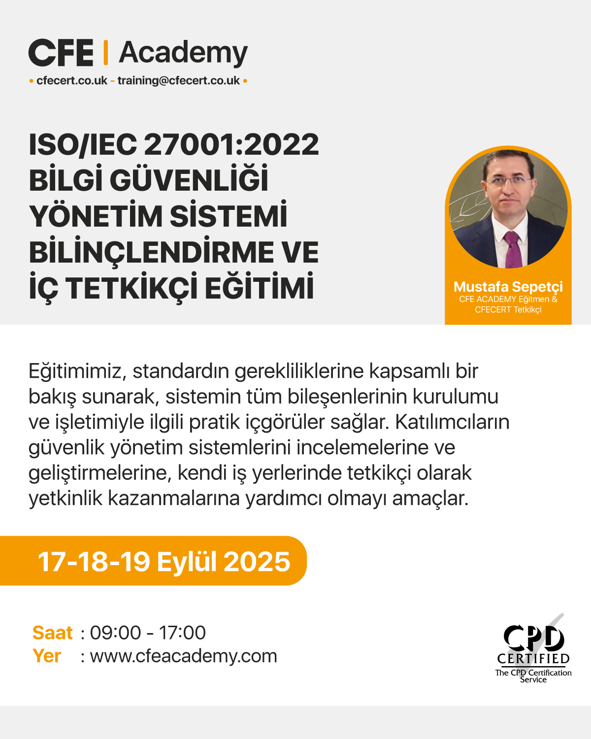 ISO/IEC 27001:2022 Bilgi Güvenliği Yönetim Sistemi Bilinçlendirme ve İç Tetkikçi Eğitimi