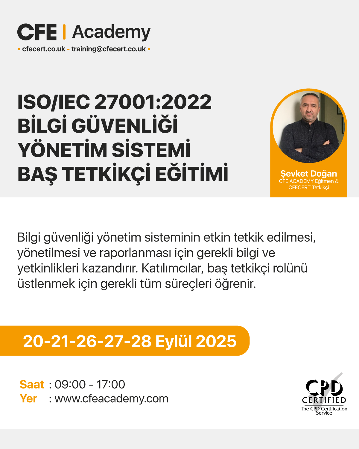 ISO/IEC 27001:2022 Bilgi Güvenliği Yönetim Sistemi Baş Tetkikçi Eğitimi