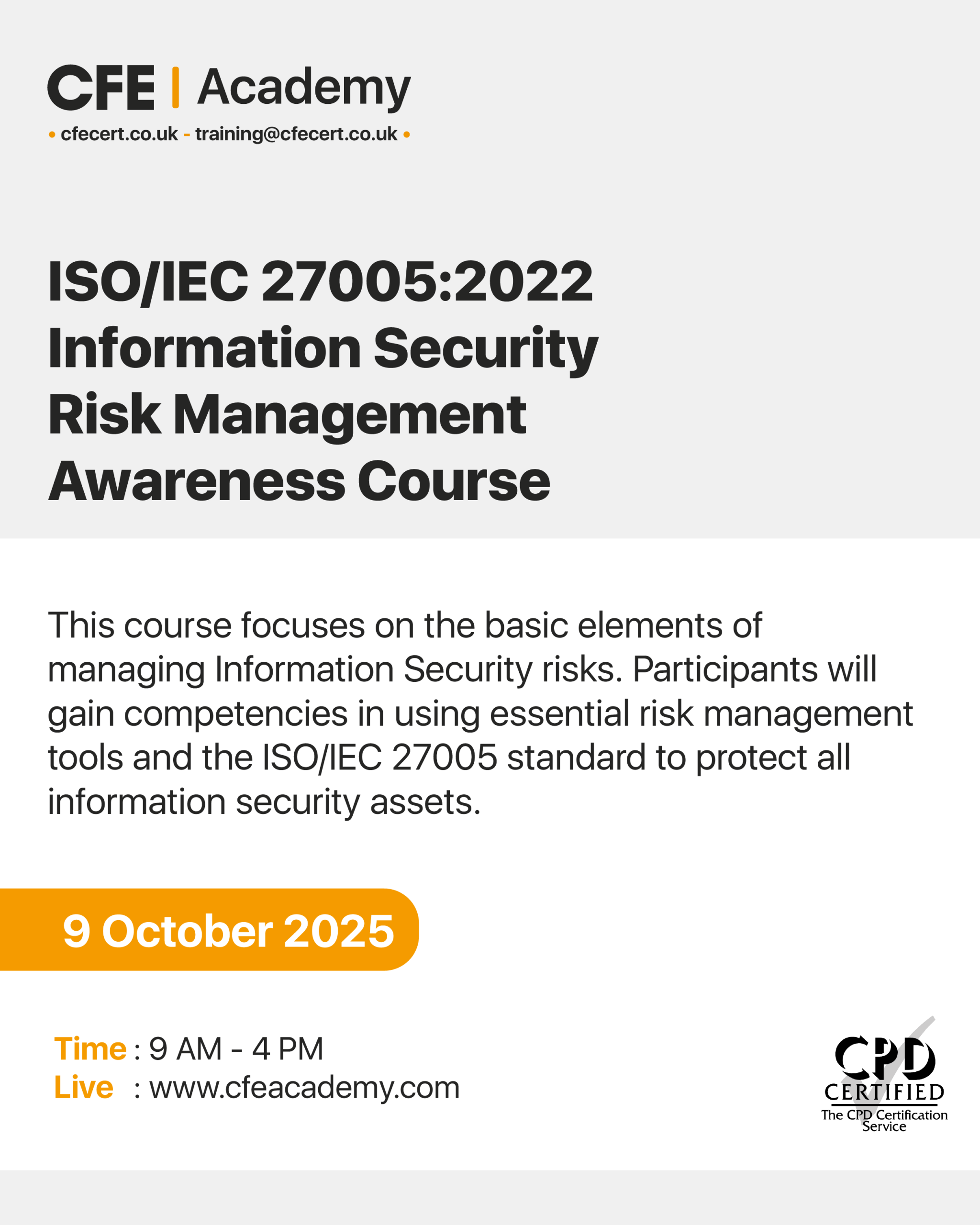 ISO/IEC 27005:2022 Information Security Risk Management, Awareness Course
