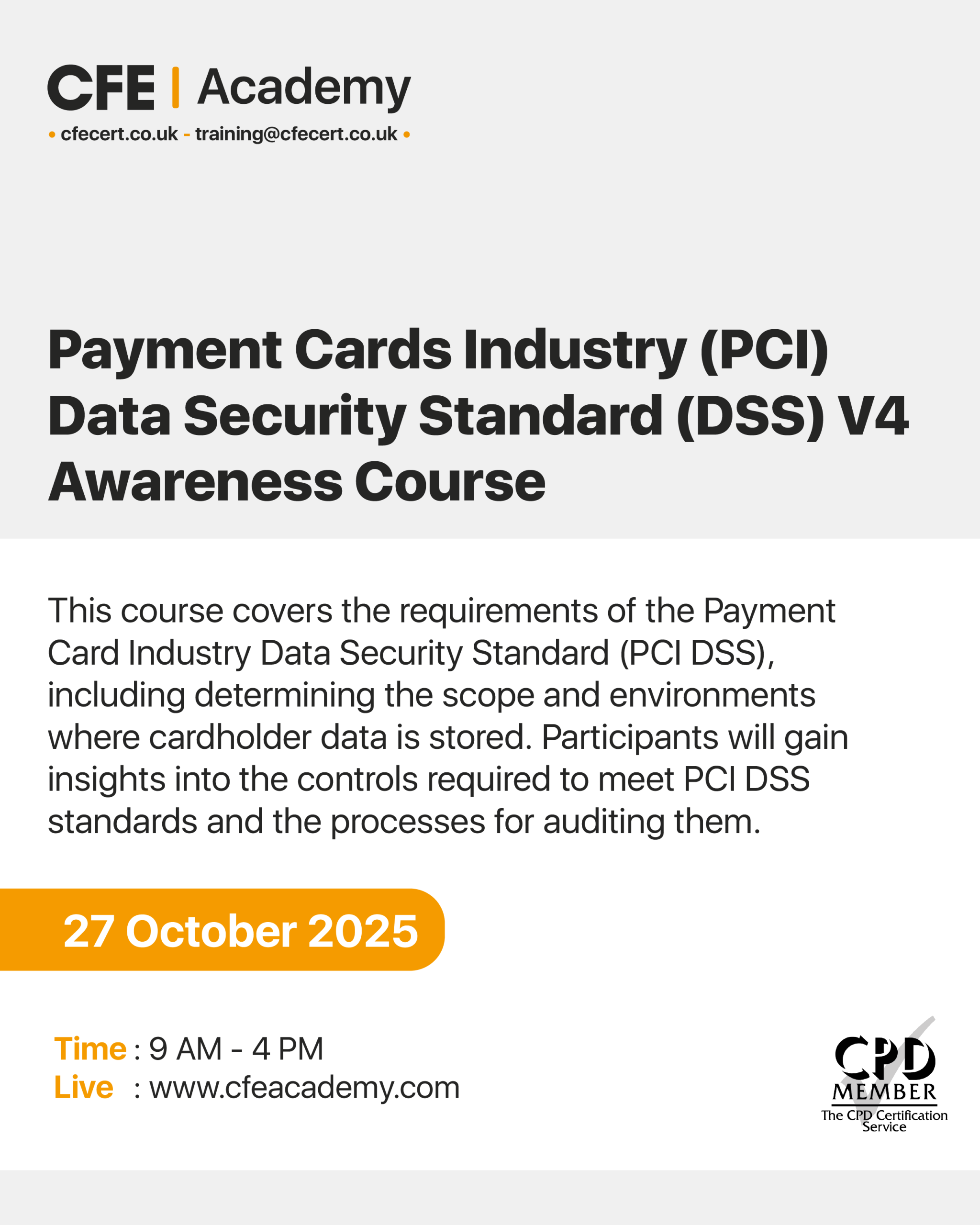 Payment Cards Industry(PCI) Data Security Standard(DSS) V4, Awareness Course