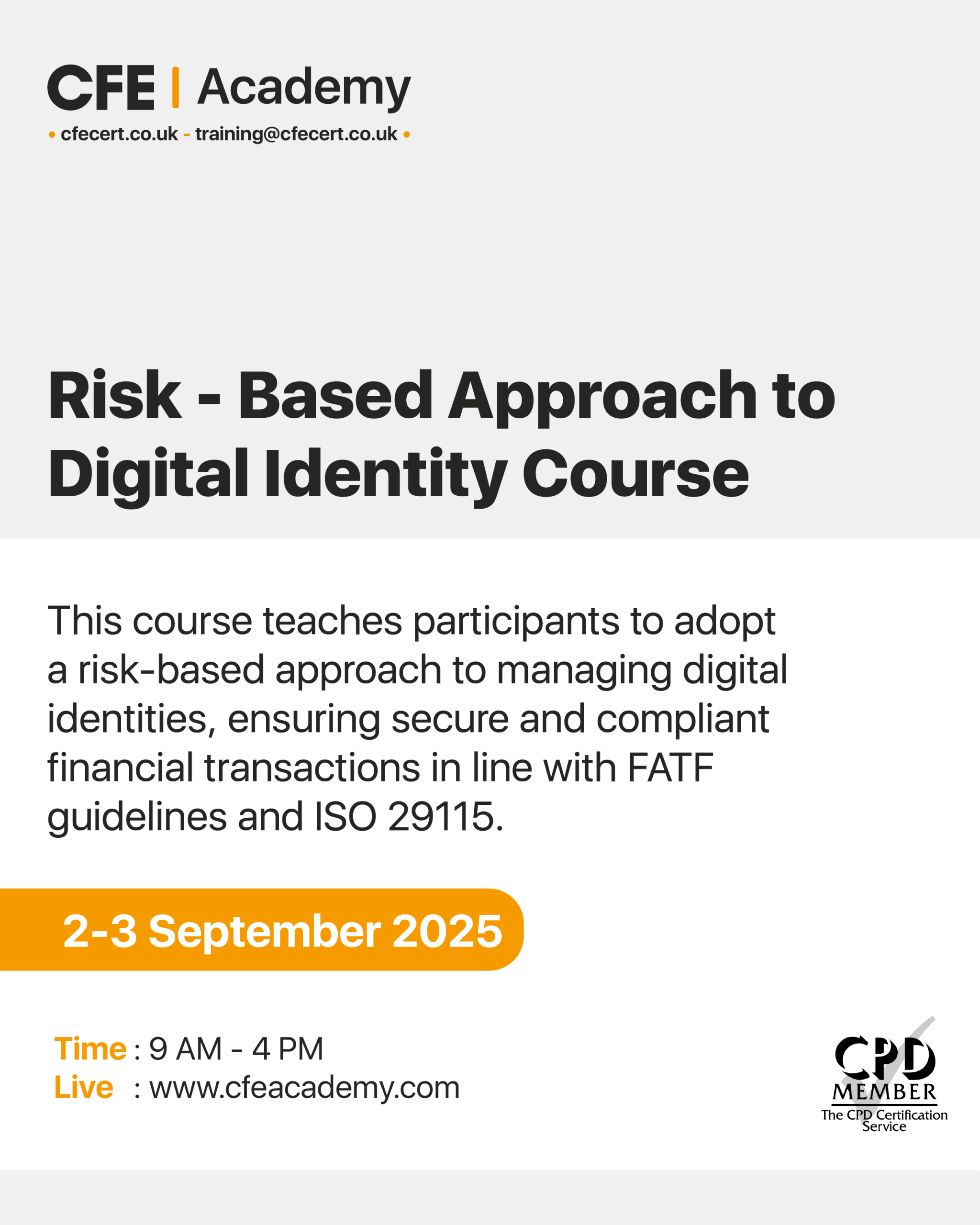 Risk – Based Approach to Digital Identity Course