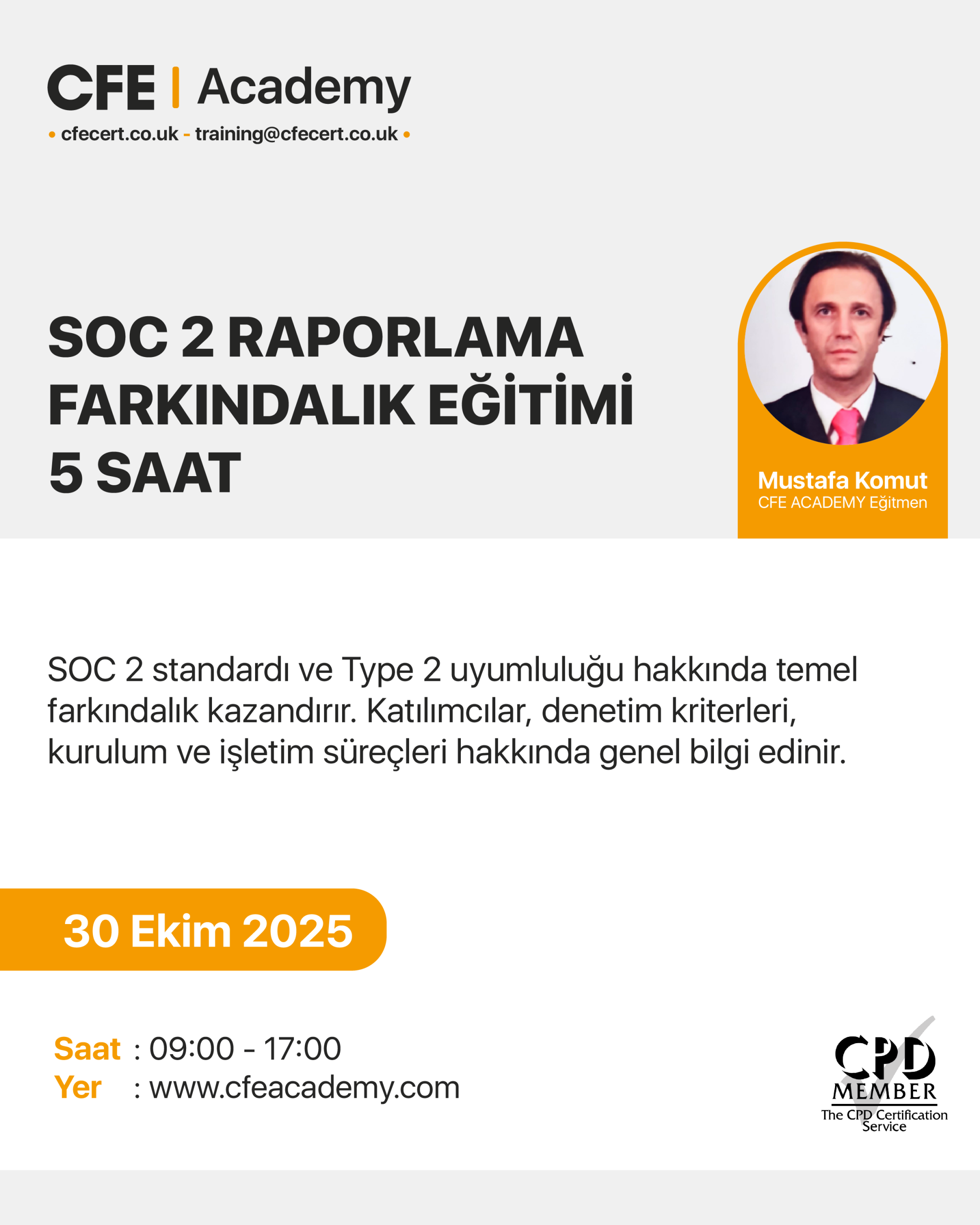 SOC 2 Raporlama, Farkındalık Eğitimi – 5 saat