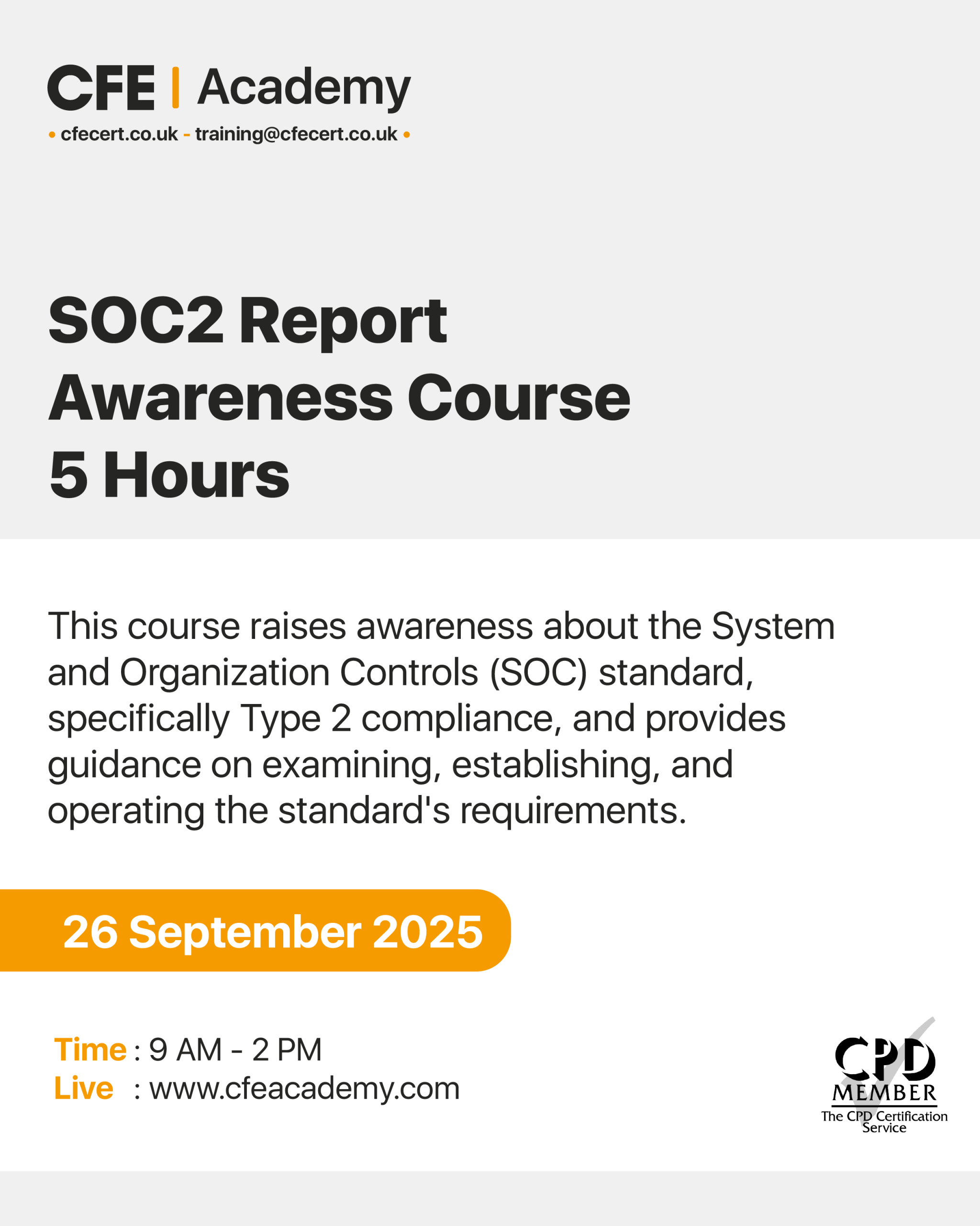 SOC 2 Assessment, Awareness Course – 5 Hours