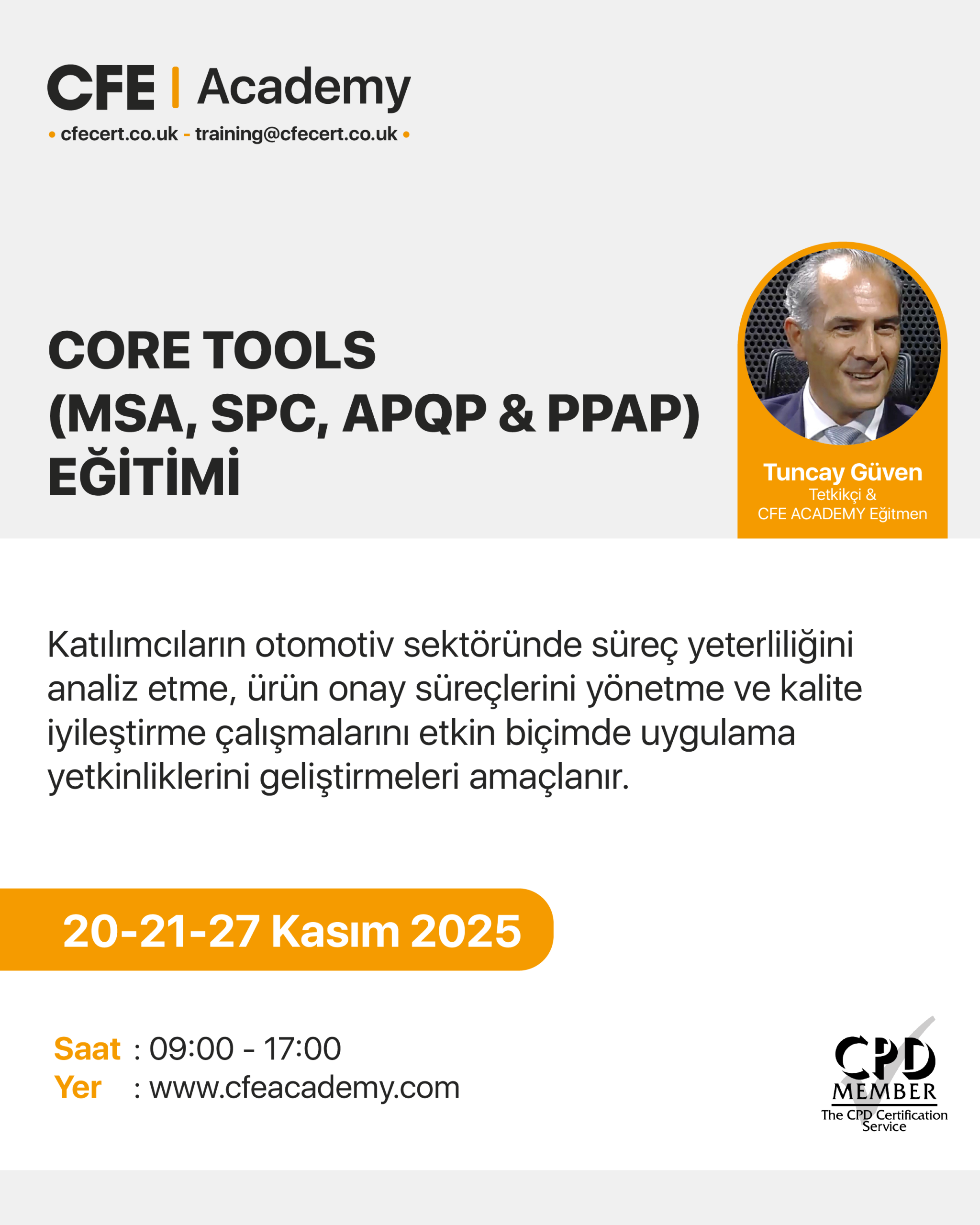 CORE TOOLS (MSA, SPC, APQP & PPAP) Eğitimi