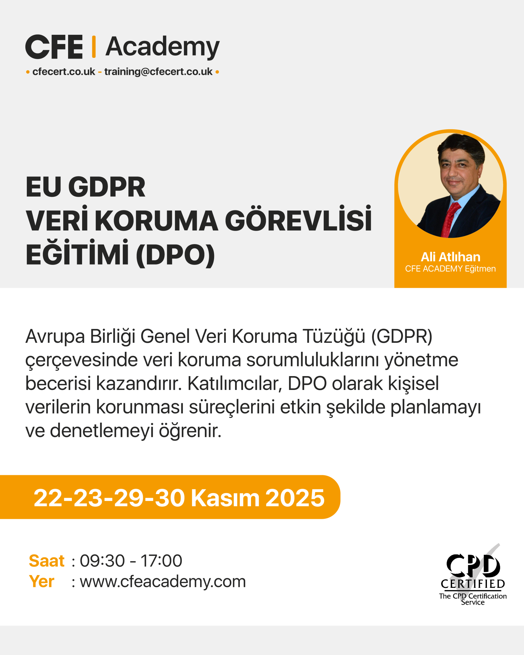 EU GDPR Veri Koruma Görevlisi Eğitimi (DPO)