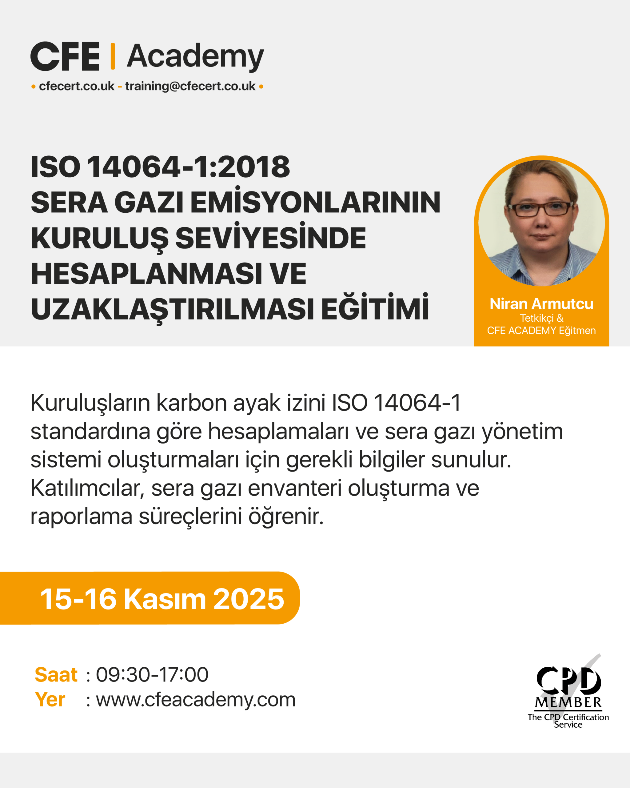 ISO 14064-1:2018 Sera Gazı Emisyonlarının Kuruluş Seviyesinde Hesaplanması ve Uzaklaştırılması Eğitimi