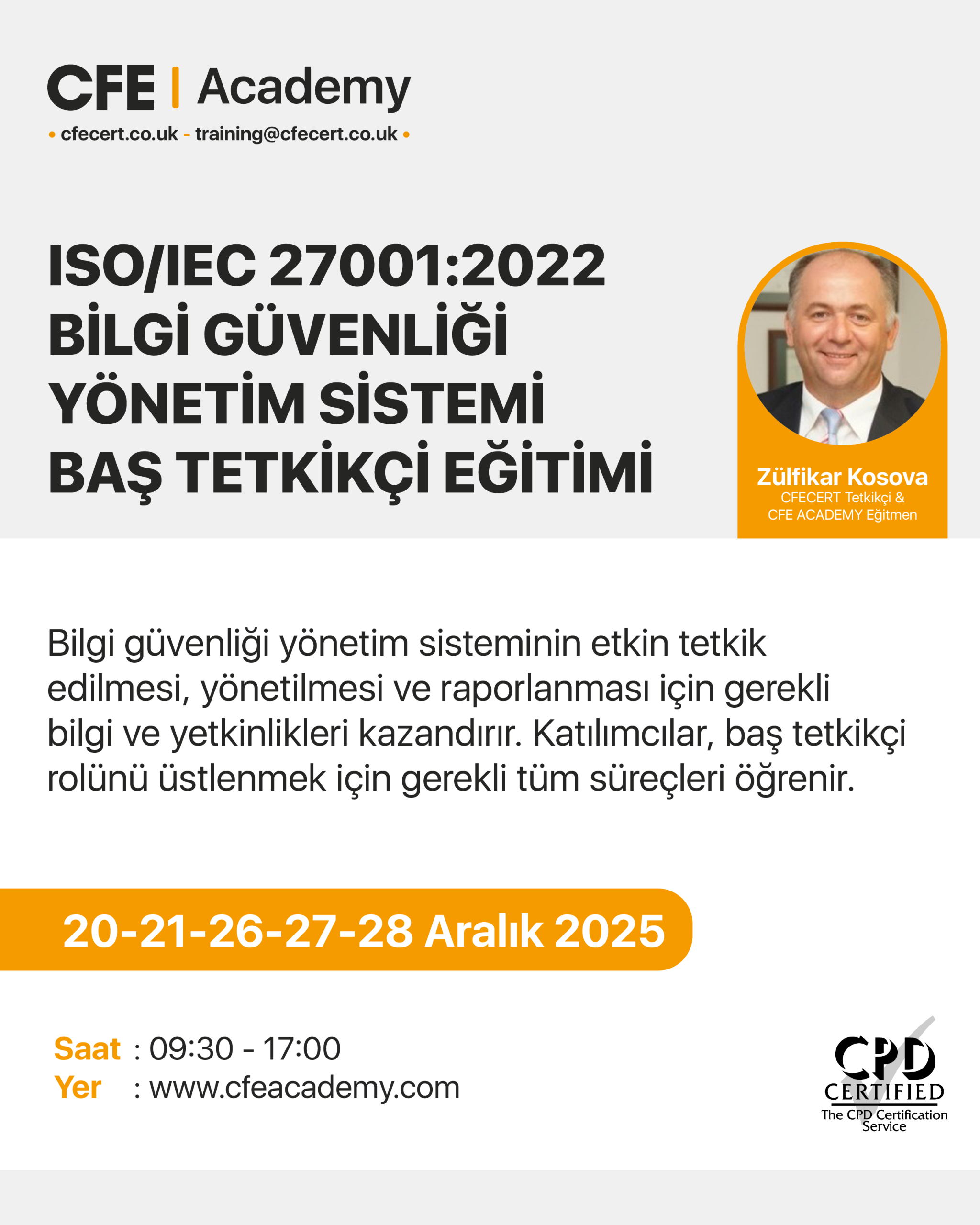 ISO/IEC 27001:2022 Bilgi Güvenliği Yönetim Sistemi, Baş Tetkikçi Eğitimi