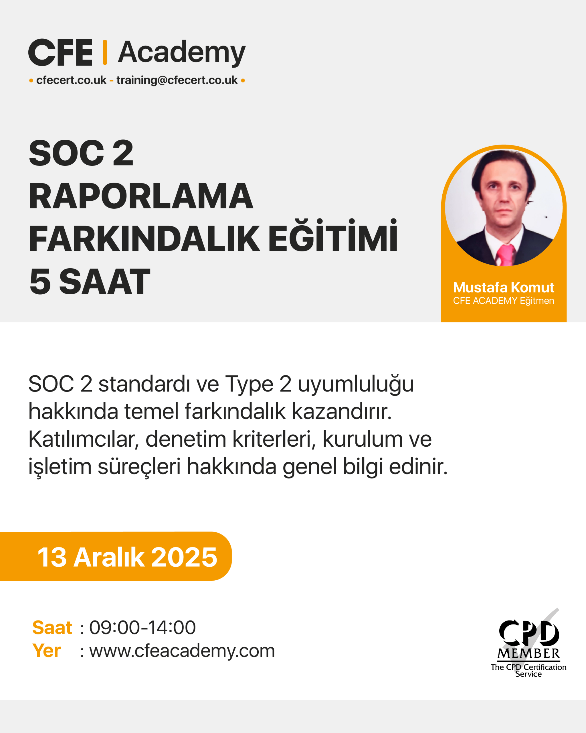 SOC 2 Raporlama, Farkındalık Eğitimi – 5 Saat