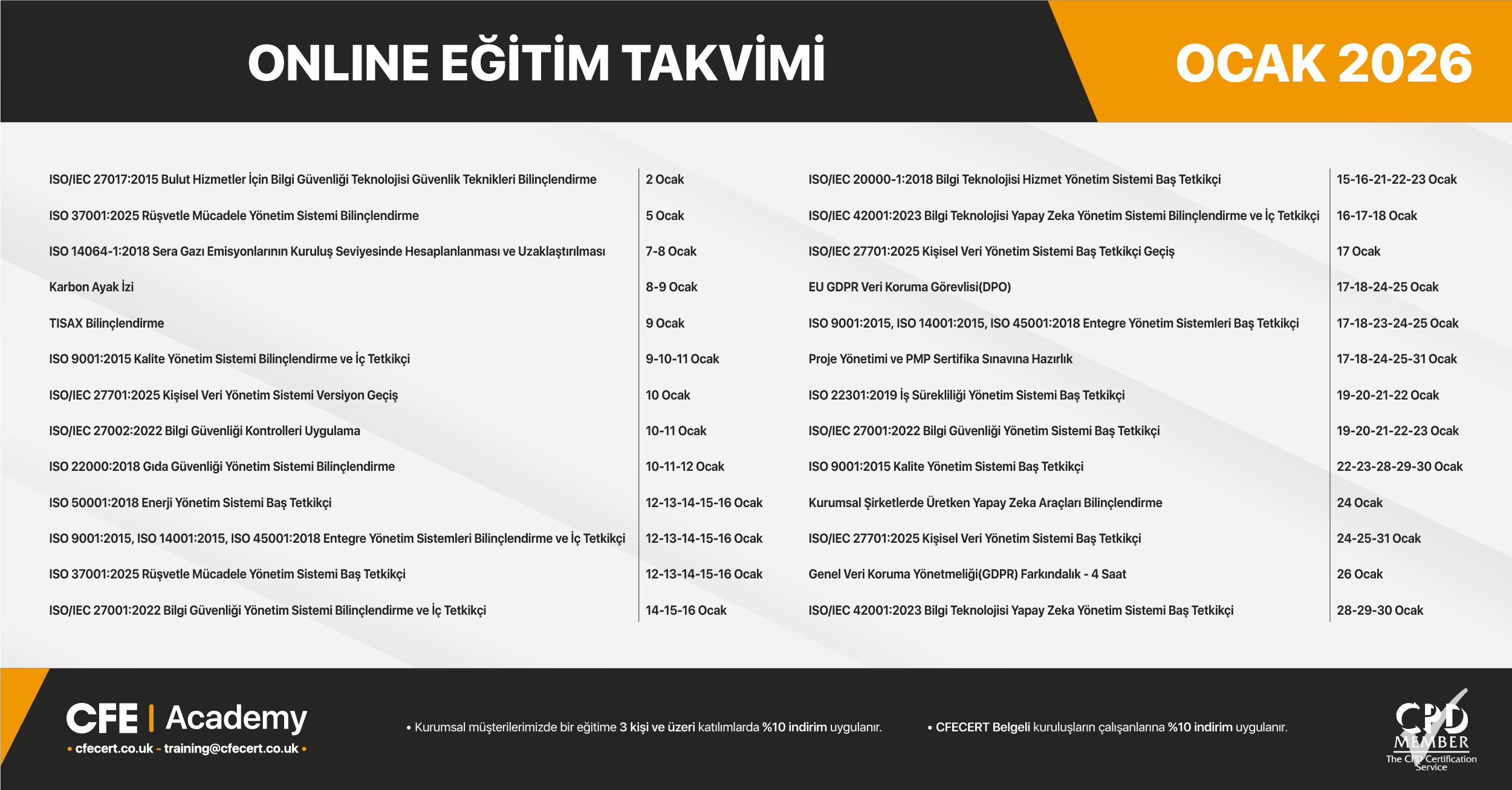 ŞUBAT 2026 EĞİTİM TAKVİMİ